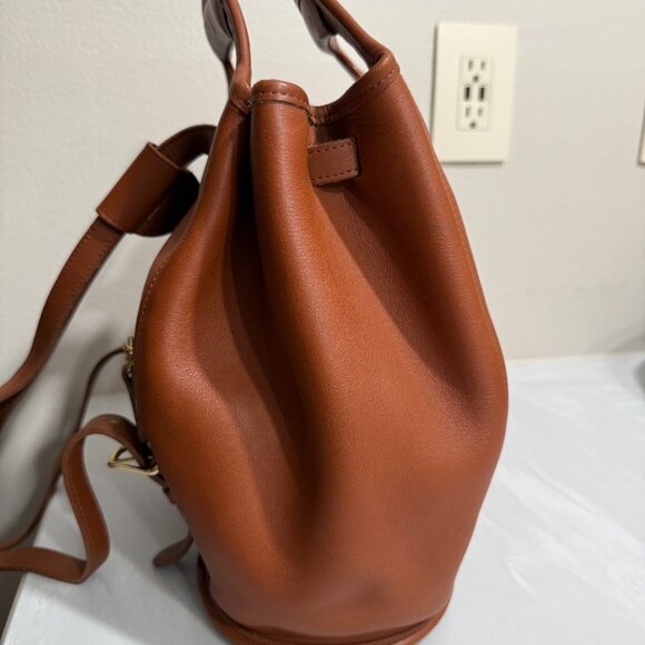 Vintage COACH Drawstring Backpack British Tan Shopper Handles 9994 - Picture 5 of 10